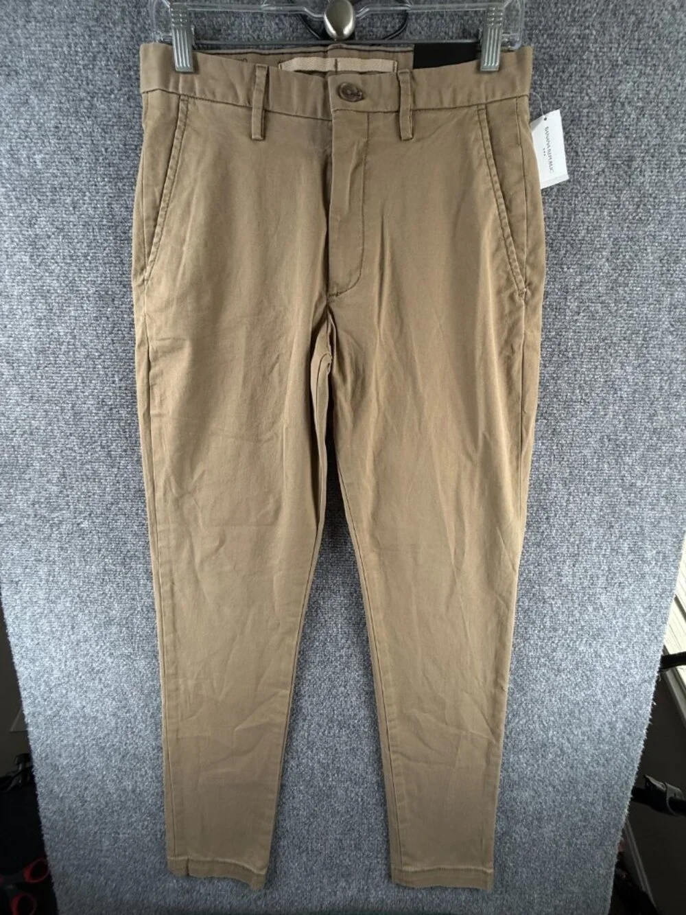 NWT BANANA REPUBLIC Lived In Chino Pants Brown 28x32 Men Cotton Stretch Slim